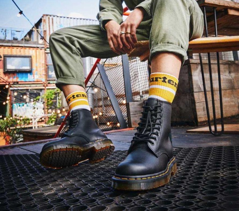 1460 αντιολισθητικές μαύρες βιομηχανικές Full Grain μπότες Dr.martens