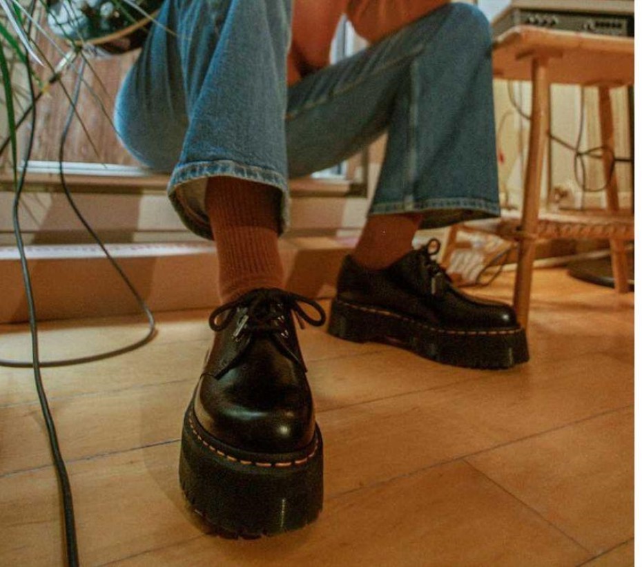 1461 Quad Polished Smooth Dr Martens Greece Black Polished Smooth