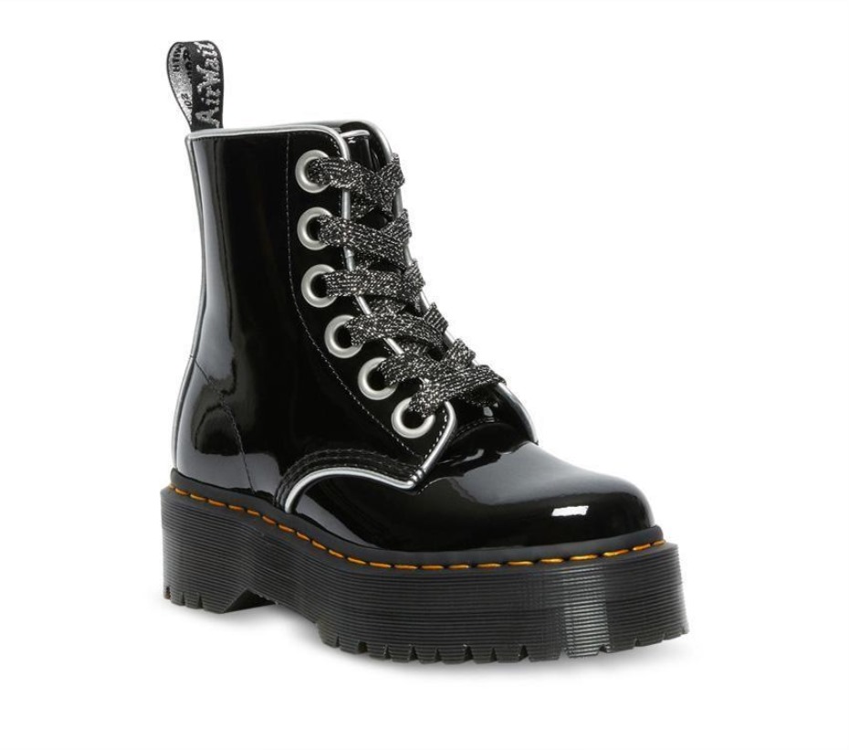μαύρη/ασημί λάμπα πατέντα Molly μποτάκια Dr.martens