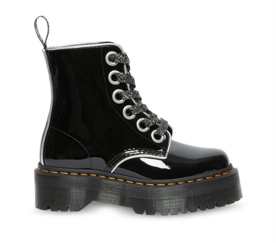 μαύρη/ασημί λάμπα πατέντα Molly μποτάκια Dr.martens