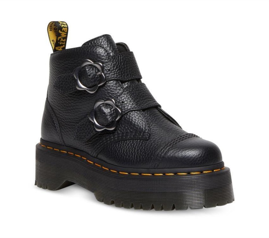 Dr.martens μπότες Devon Flower 2 λουράκια μαύρη φρεζαρισμένη νάπα