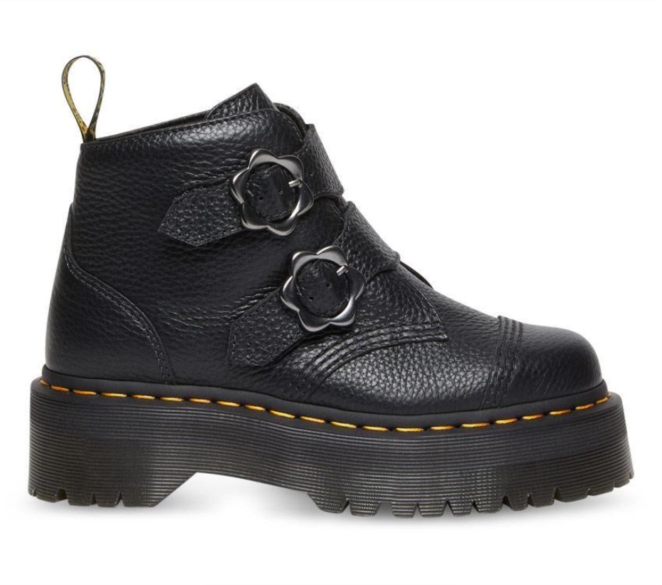 Dr.martens μπότες Devon Flower 2 λουράκια μαύρη φρεζαρισμένη νάπα