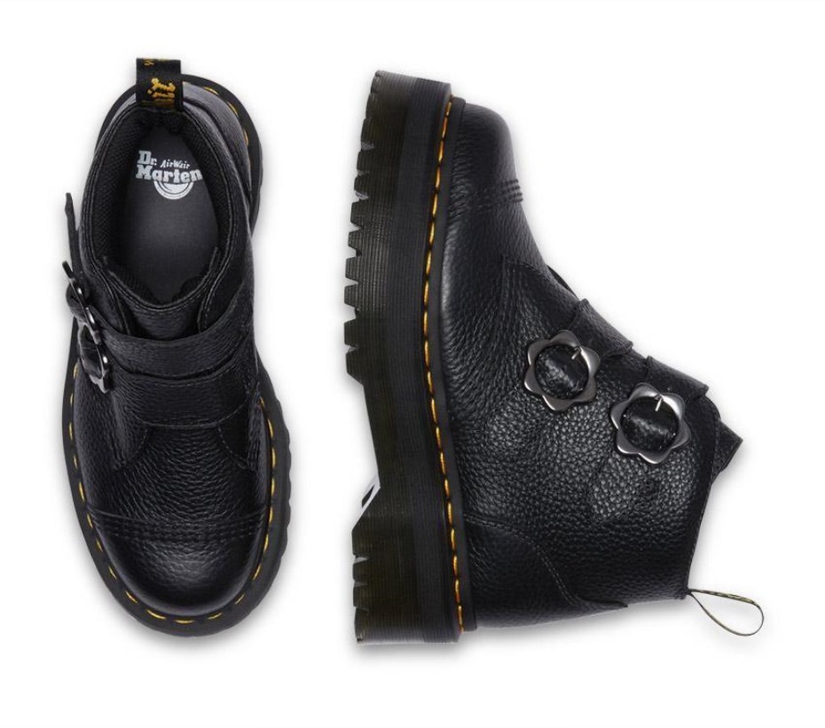 Dr.martens μπότες Devon Flower 2 λουράκια μαύρη φρεζαρισμένη νάπα