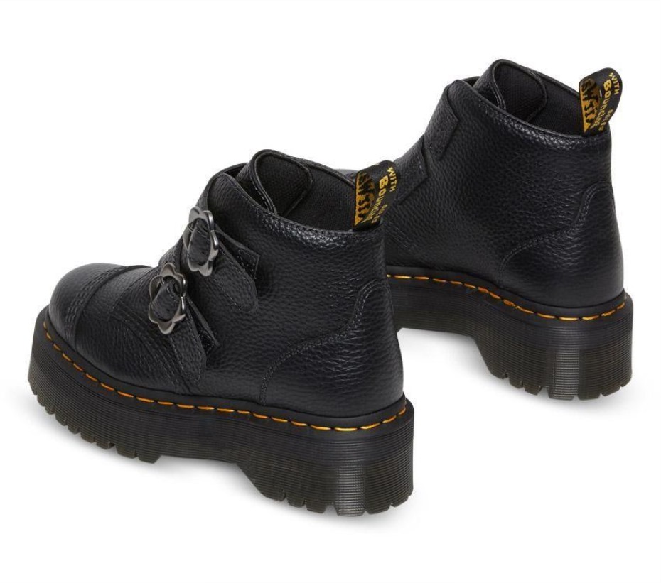 Dr.martens μπότες Devon Flower 2 λουράκια μαύρη φρεζαρισμένη νάπα