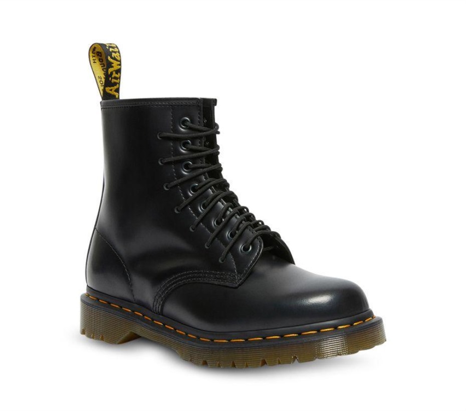 μποτάκια Dr.martens 1460 ακραία δαντέλα γυαλισμένα λεία μαύρα γυαλισμένα λεία
