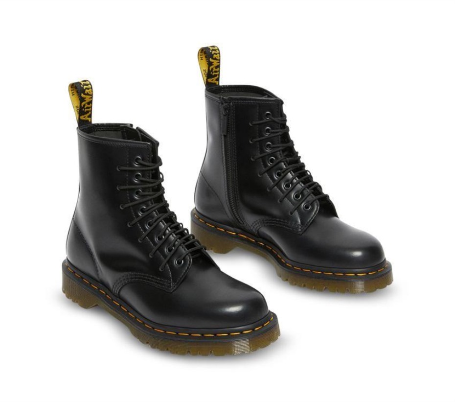 μποτάκια Dr.martens 1460 ακραία δαντέλα γυαλισμένα λεία μαύρα γυαλισμένα λεία