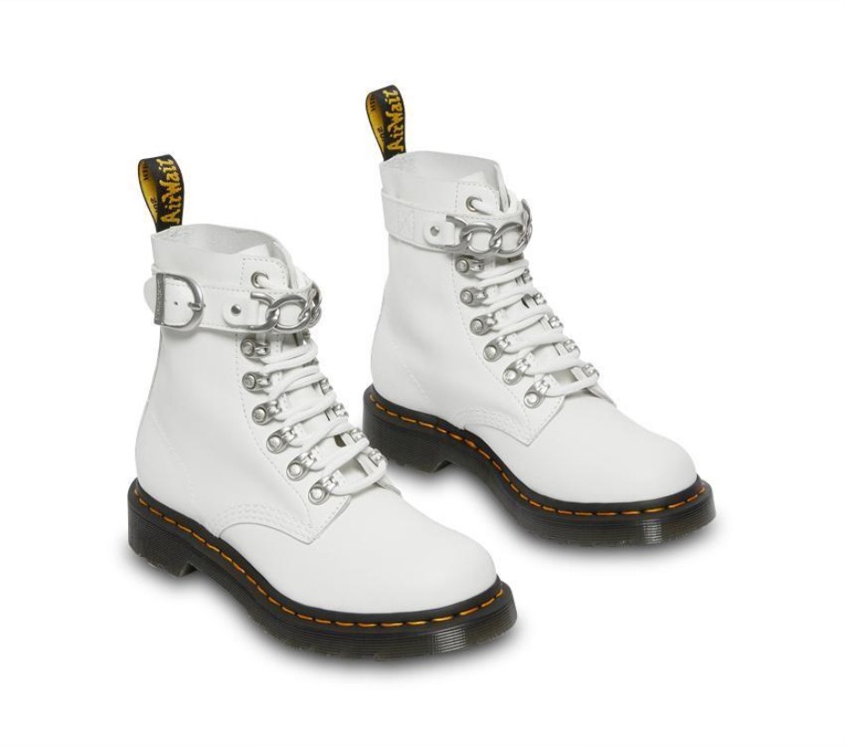μποτάκια Dr.martens λευκή αλυσίδα 1460 Pascal
