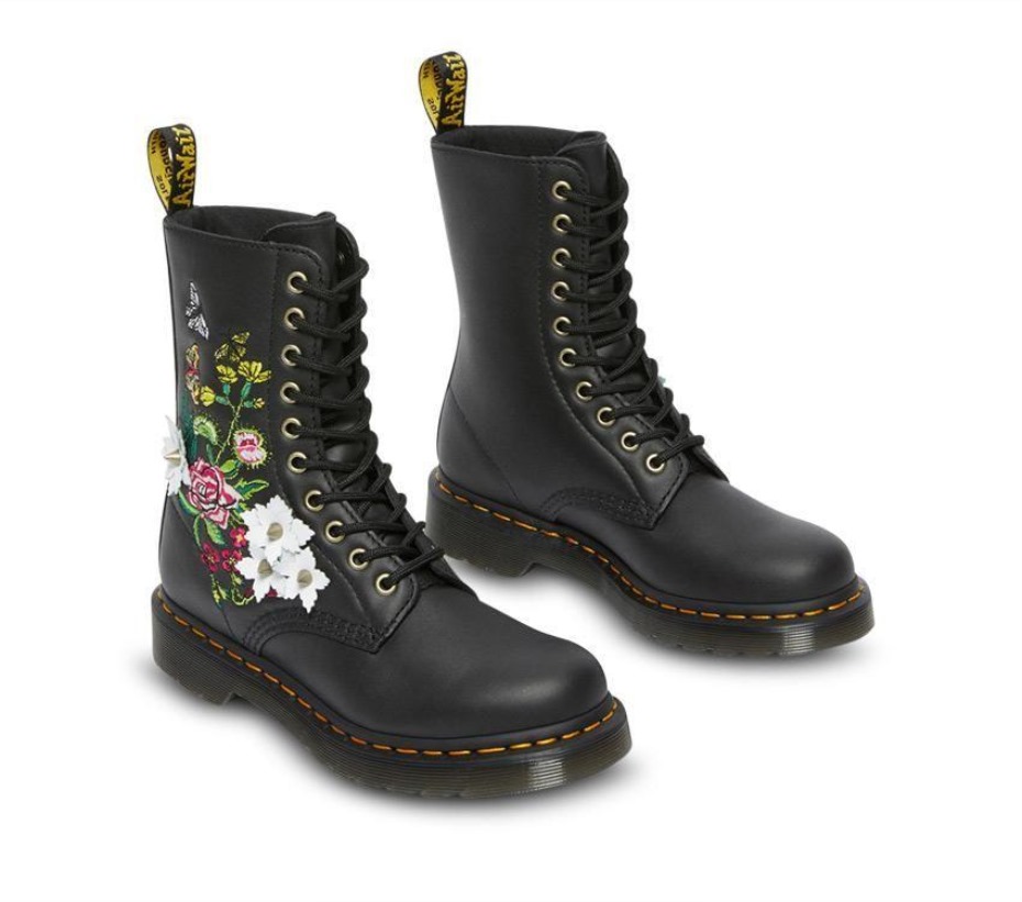 μαύρες μπότες Dr.martens 1490 Floral Bloom