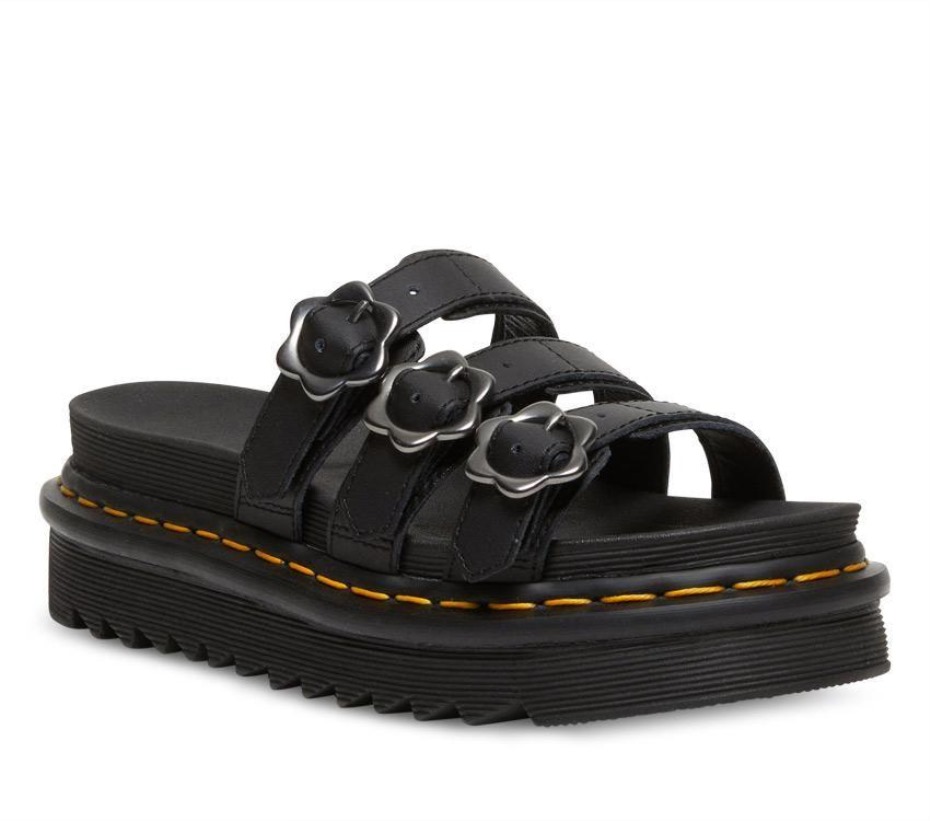 Dr Martens Greece Blaire Floral Slide Black Hydro