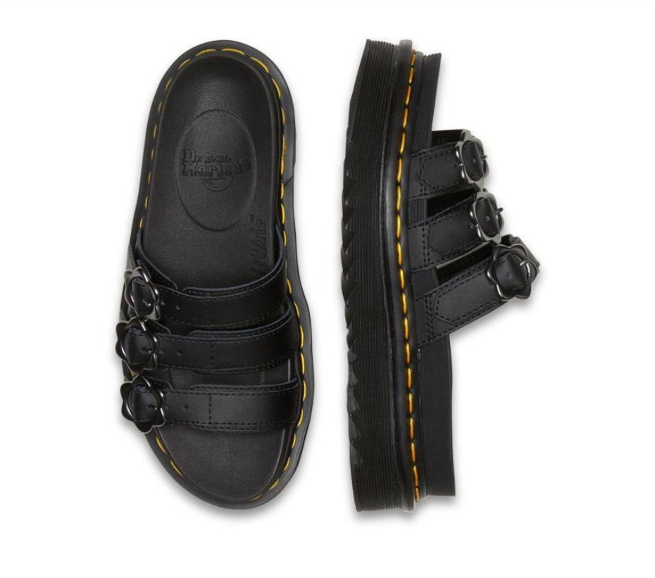 Dr Martens Greece Blaire Floral Slide Black Hydro