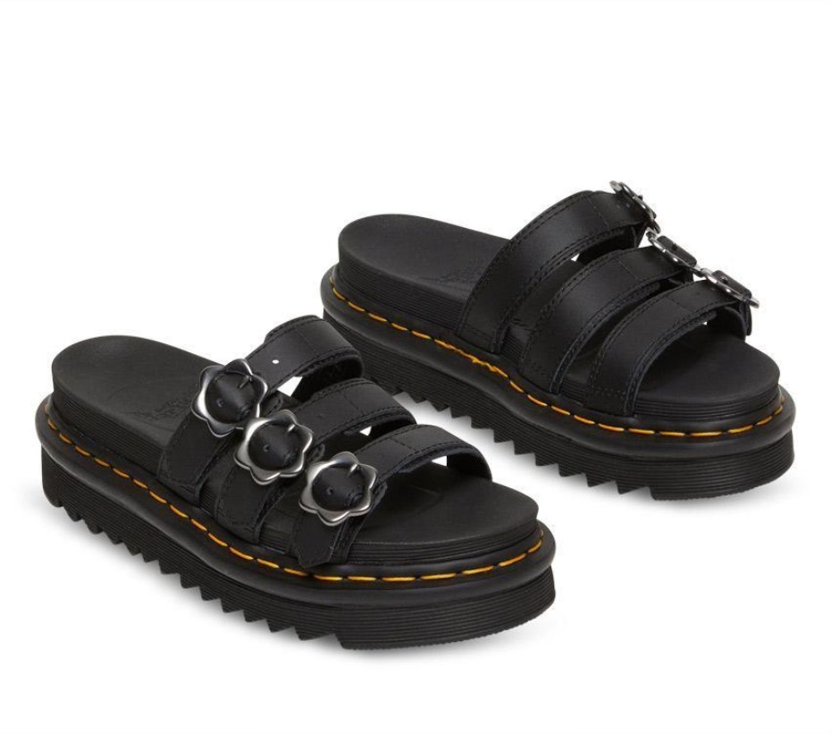 Dr Martens Greece Blaire Floral Slide Black Hydro
