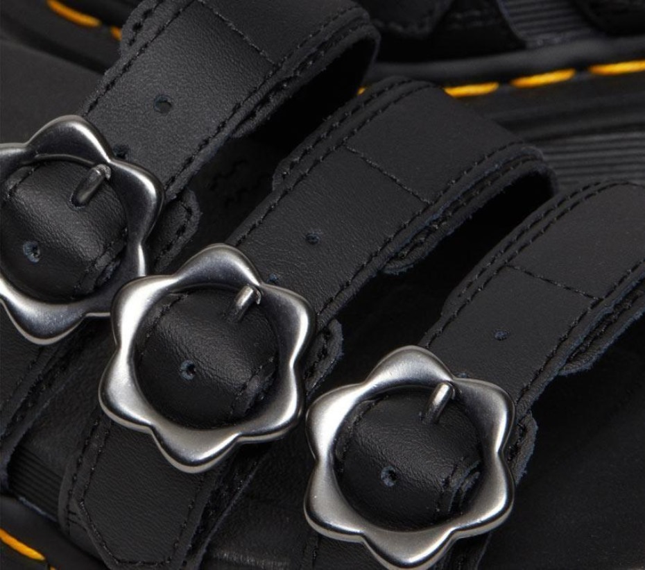 Dr Martens Greece Blaire Floral Slide Black Hydro