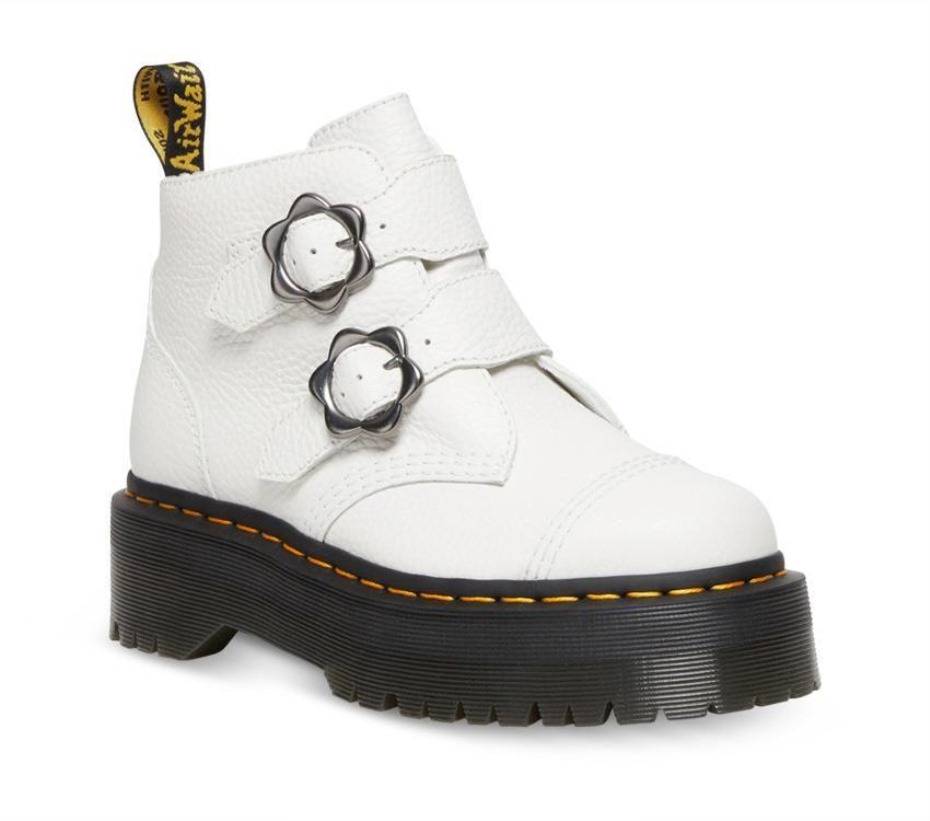 λουλούδι Devon 2 λουράκια λευκές μπότες νάπα Dr.martens