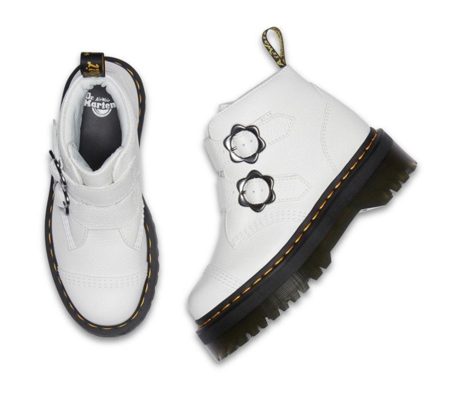 λουλούδι Devon 2 λουράκια λευκές μπότες νάπα Dr.martens