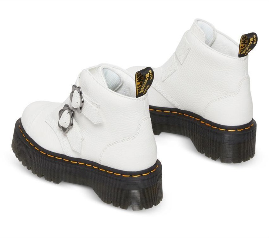 λουλούδι Devon 2 λουράκια λευκές μπότες νάπα Dr.martens