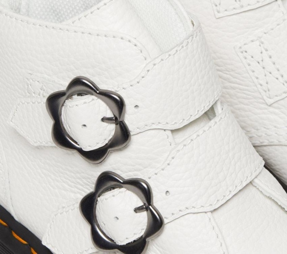 λουλούδι Devon 2 λουράκια λευκές μπότες νάπα Dr.martens