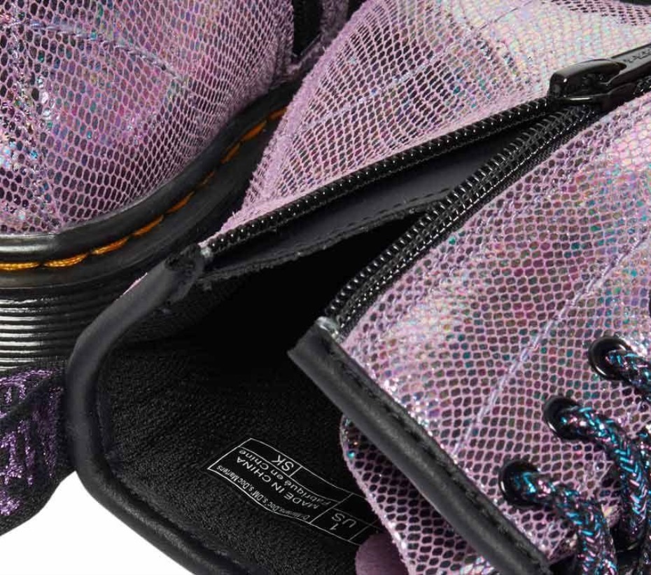 Junior 1460 ιριδίζον ερπετό μωβ/ιριδίζον φύλλο μπότες Dr.martens