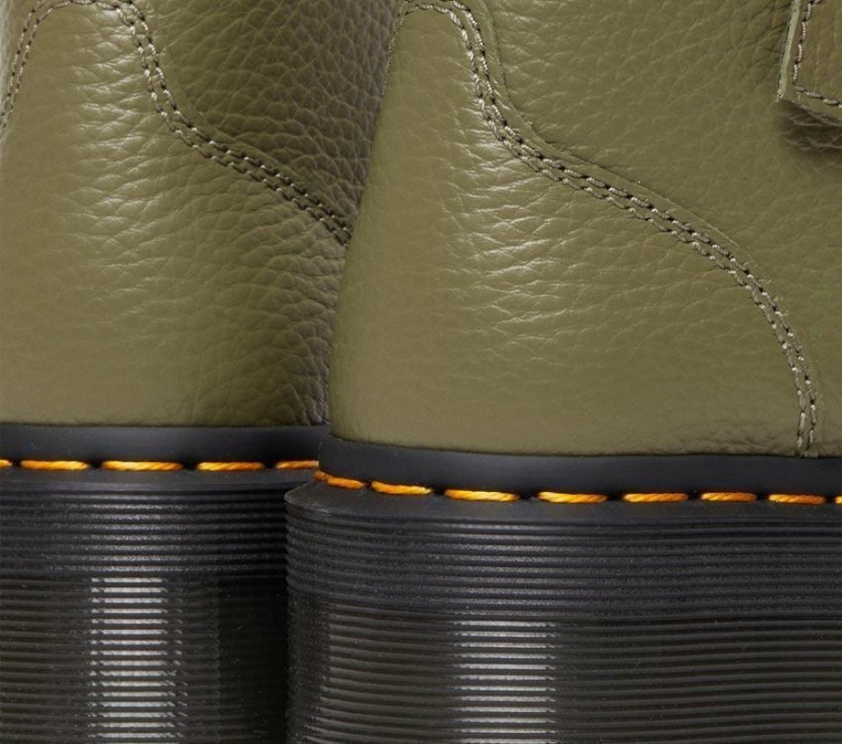 χακί πράσινα αλεσμένα λουλούδι Nappa Devon 2 λουράκια μπότες Dr.martens