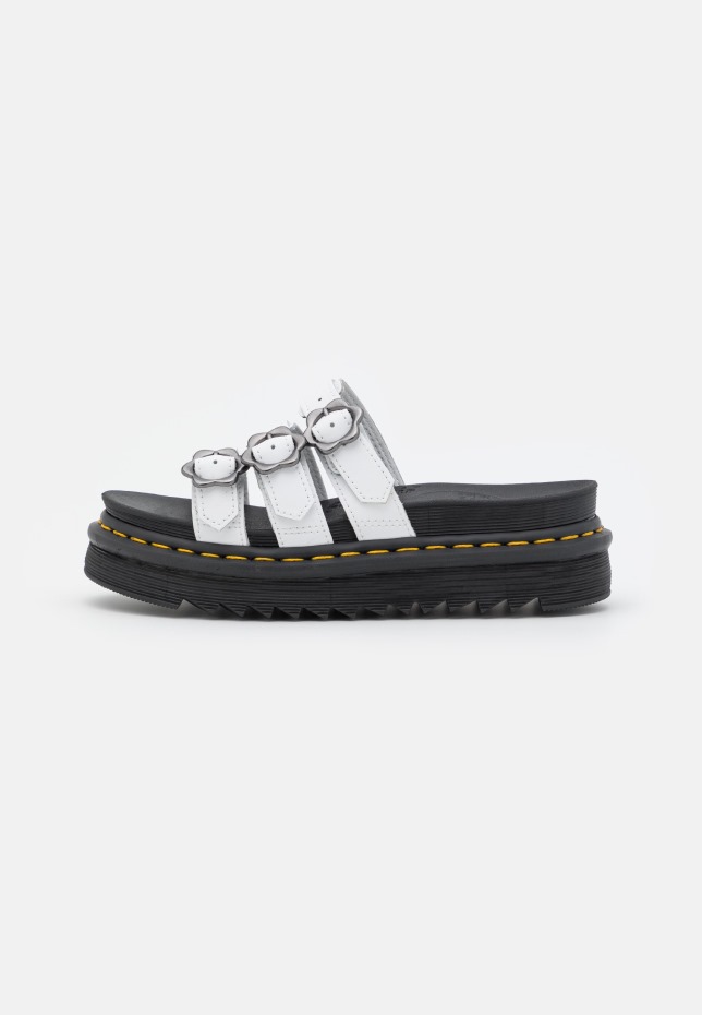 Dr Martens Greece White Hydro Blaire Slide Mules με τακούνι