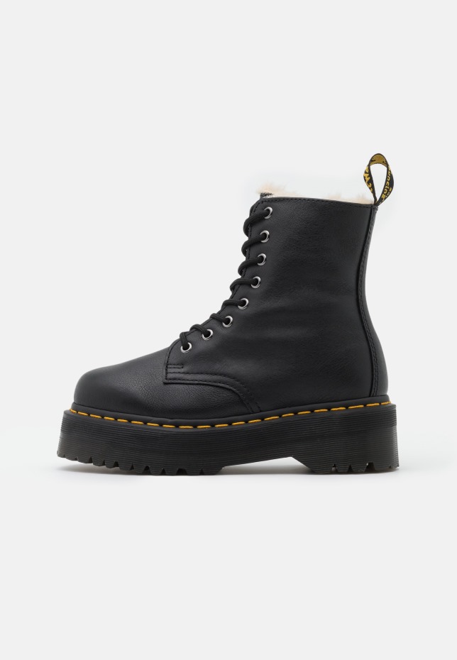 Dr Martens Greece Jadon μποτάκια πλατφόρμας με επένδυση από ψεύτικη γούνα μαύρα Pisa
