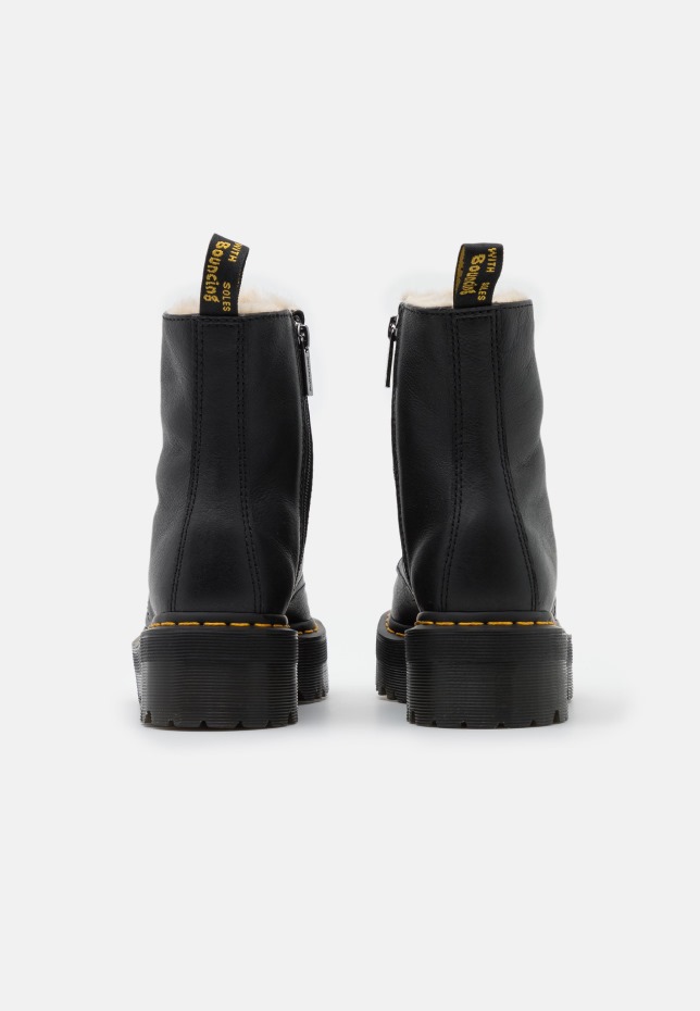 Dr Martens Greece Jadon μποτάκια πλατφόρμας με επένδυση από ψεύτικη γούνα μαύρα Pisa