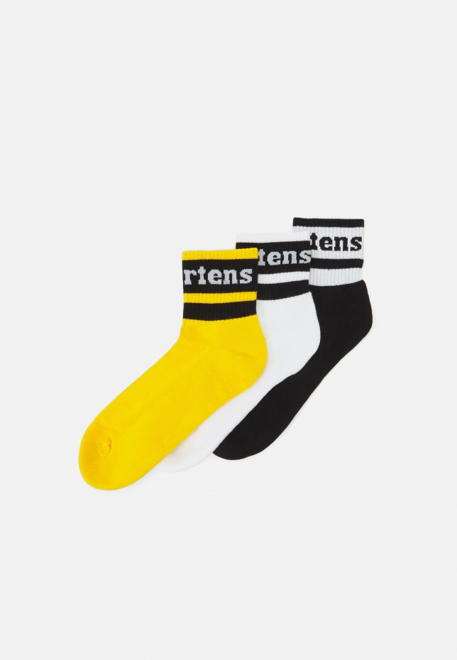 μαύρο/άσπρο/κίτρινο κοντό αθλητικό Unisex κάλτσες 3 συσκευασιών Dr Martens Greece