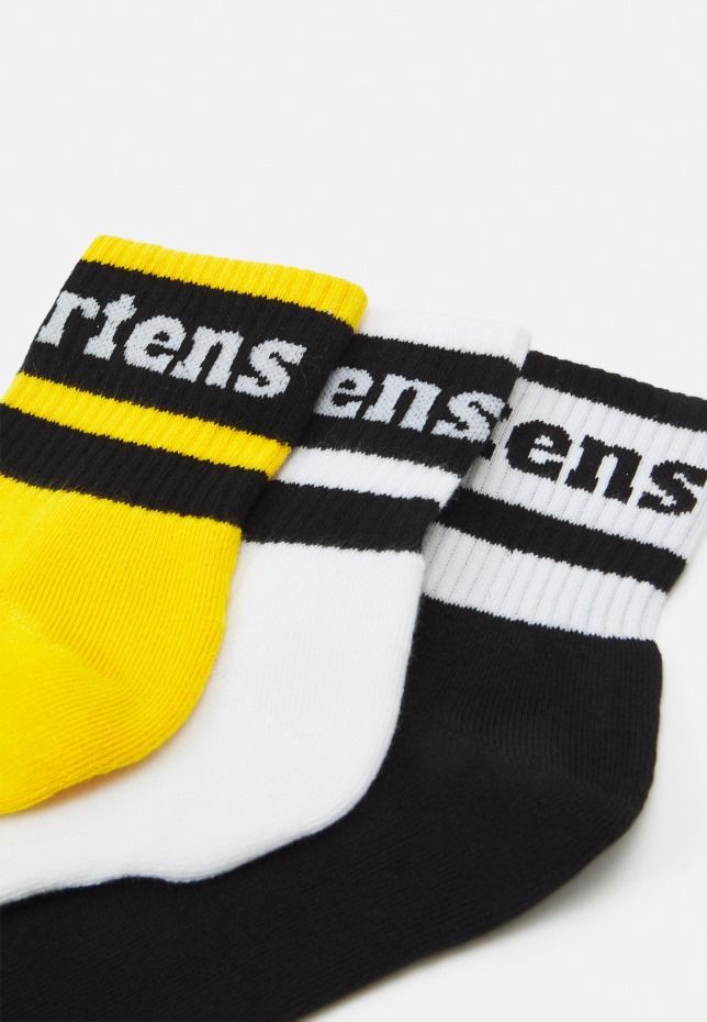 μαύρο/άσπρο/κίτρινο κοντό αθλητικό Unisex κάλτσες 3 συσκευασιών Dr Martens Greece