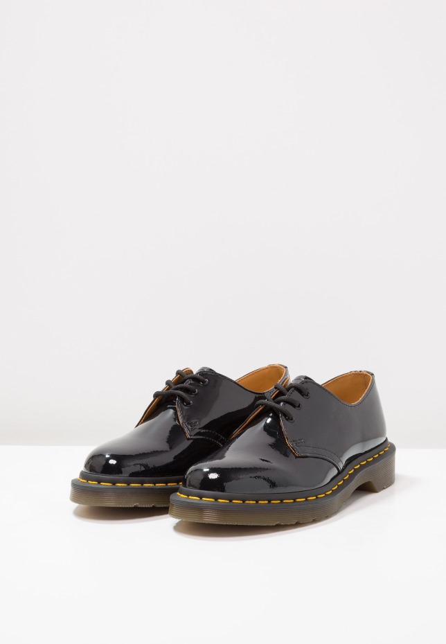 Dr Martens Greece 1461 3 μάτια παπούτσι λουστρίνι λαμπερά κορδόνια μαύρα