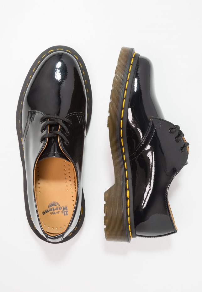 Dr Martens Greece 1461 3 μάτια παπούτσι λουστρίνι λαμπερά κορδόνια μαύρα